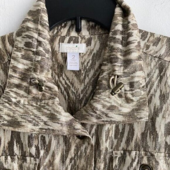 Chico's Jackets & Blazers - Womens Chicos Metallic Lightweight Linen Cotton Jacket Size 2 Gorgeous Style